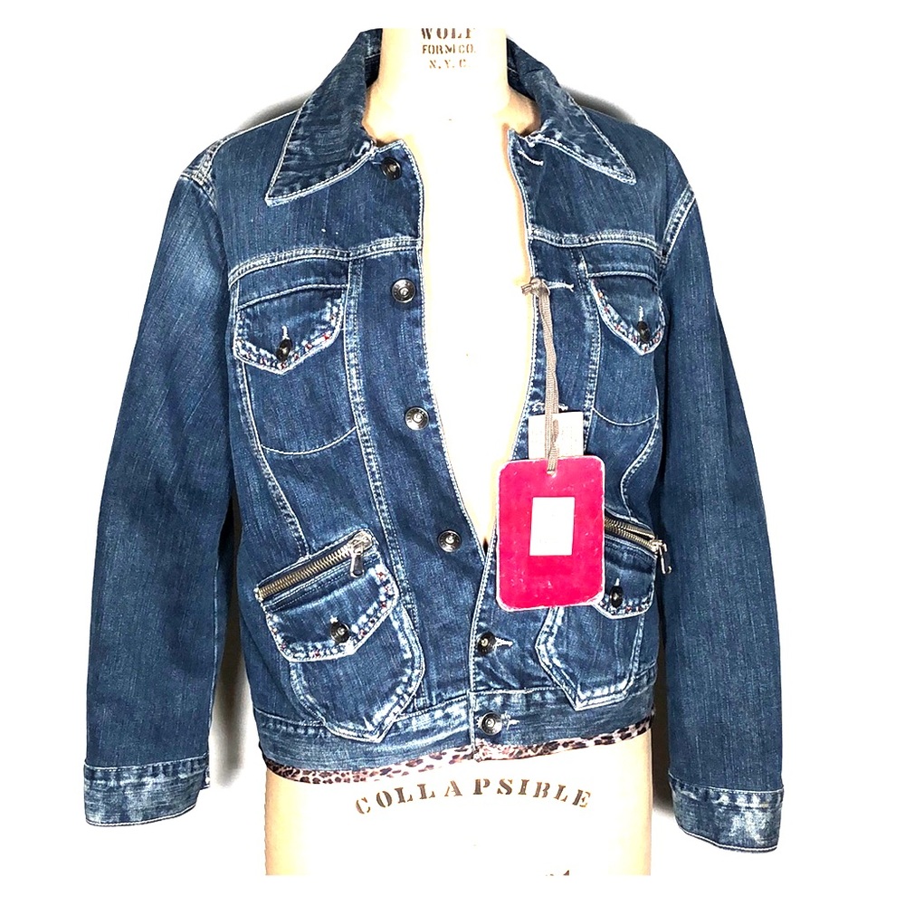 Ross & Disera Denim Jean Rhinestone Jacket Coat